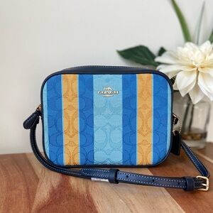 NWT COACH MINI CAMERA BAG IN SIGNATURE JACQUARD WITH STRIPES
